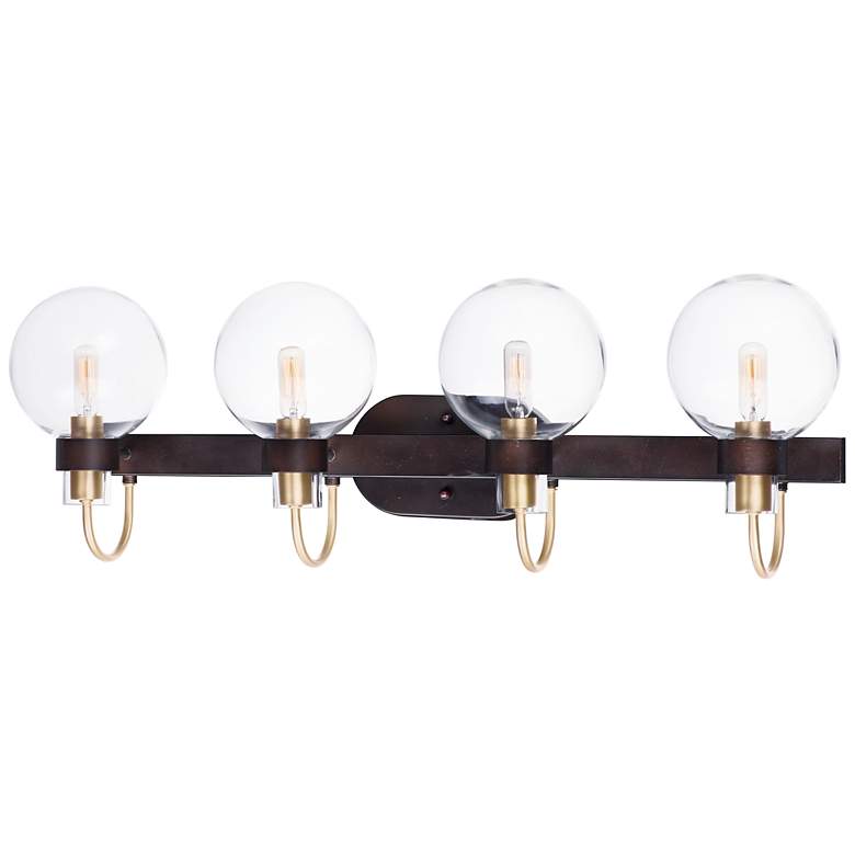 Image 2 Maxim Bauhaus 33" Wide Bronze 4-Light Globe Glass Bath Light