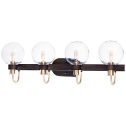 Maxim Bauhaus 33" Wide Bronze 4-Light Globe Glass Bath Light