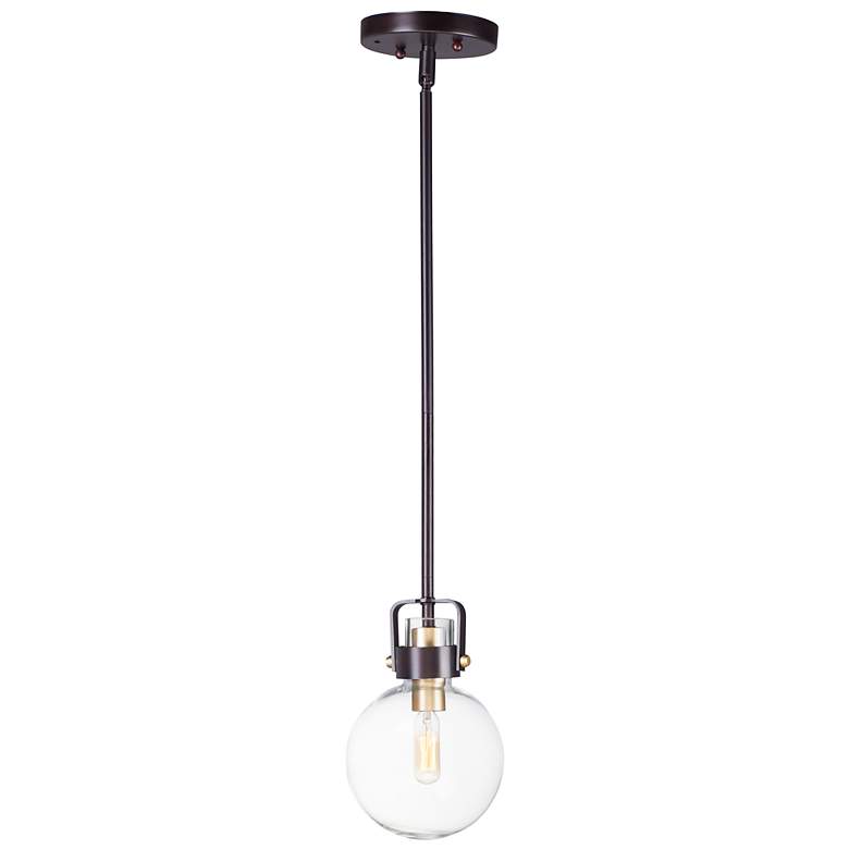 Image 2 Maxim Bauhaus 6" Wide Bronze and Satin Brass Mini Pendant