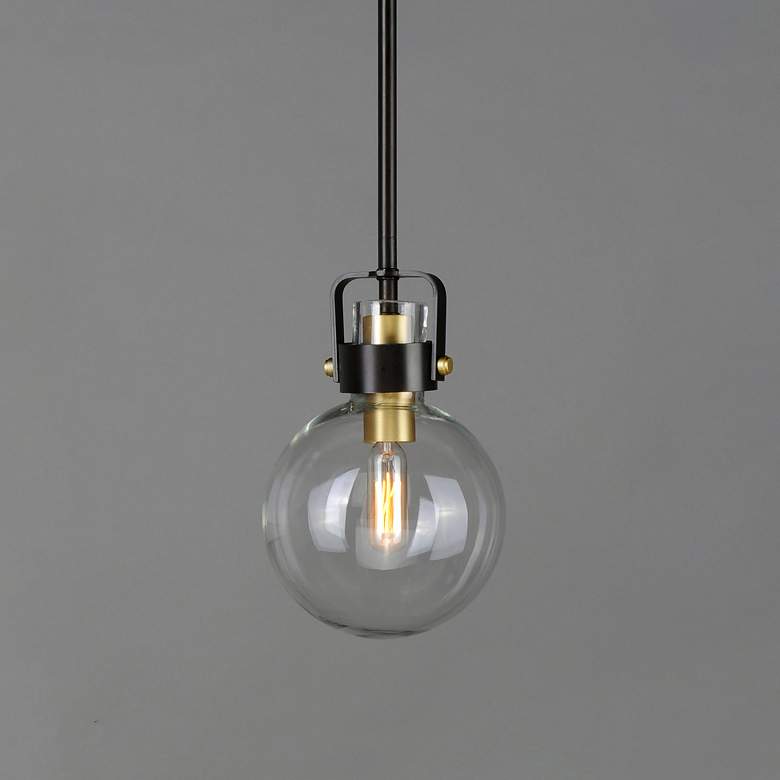 Image 1 Maxim Bauhaus 6" Wide Bronze and Satin Brass Mini Pendant