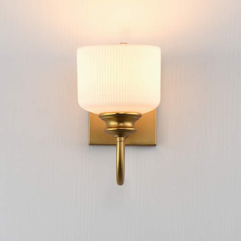 Image 3 Maxim Bisque 10" High Natural Aged Brass Wall Sconce more views