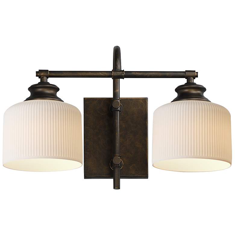 Image 1 Maxim Bisque 10" High Oil-Rubbed Bronze 2-Light Wall Sconce
