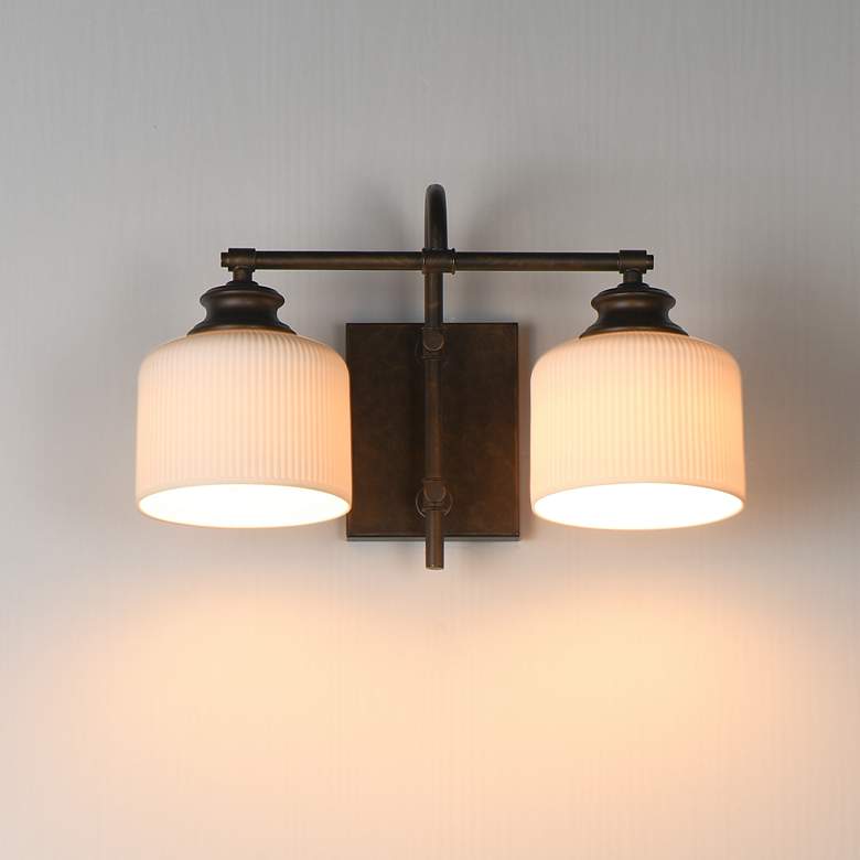 Image 3 Maxim Bisque 10" High Oil-Rubbed Bronze 2-Light Wall Sconce more views