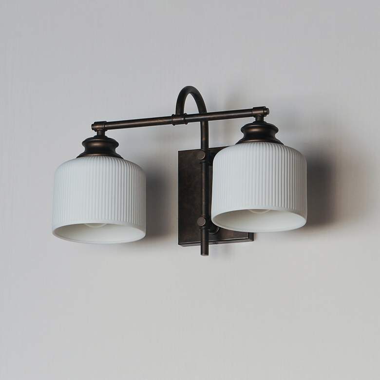 Image 4 Maxim Bisque 10" High Oil-Rubbed Bronze 2-Light Wall Sconce more views