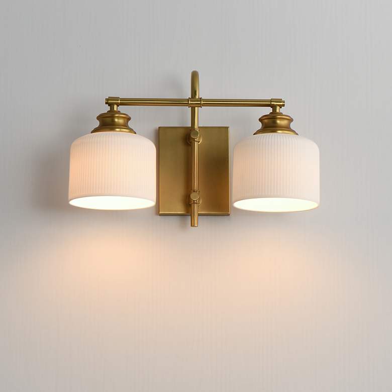 Image 3 Maxim Bisque 16" Wide Natural Aged Brass 2-Light Wall Sconce more views