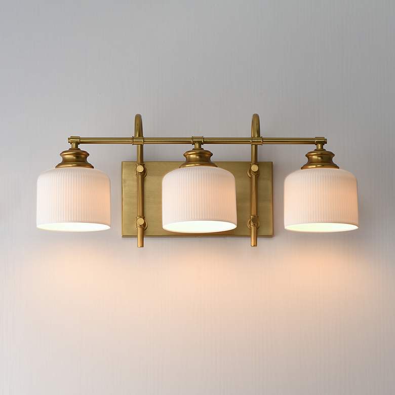 Image 3 Maxim Bisque 24" Wide Natural Aged Brass 3-Light Bath Vanity more views