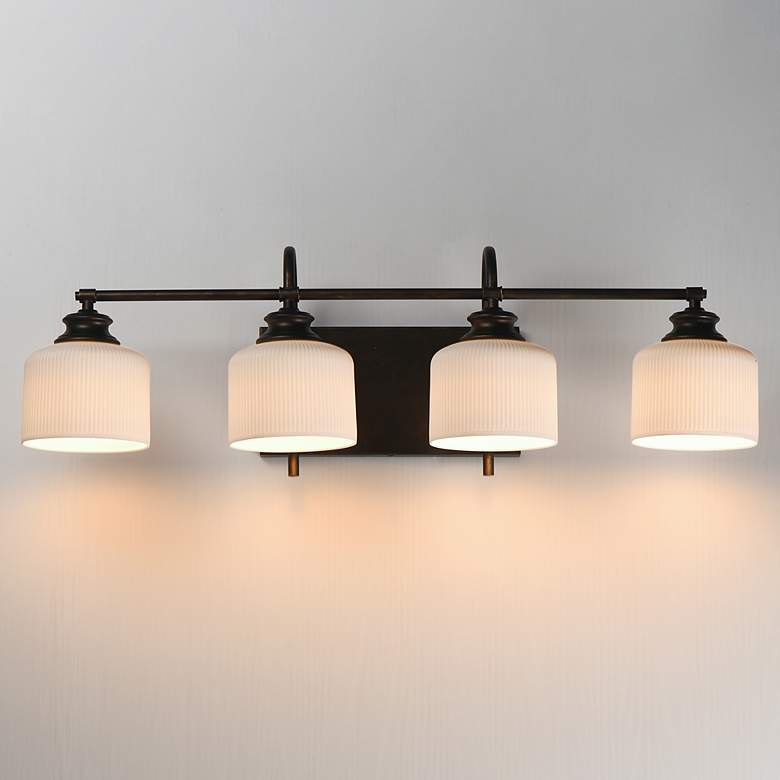 Image 1 Maxim Bisque 32" Wide Oil Rubbed Bronze 4-Light Bath Vanity