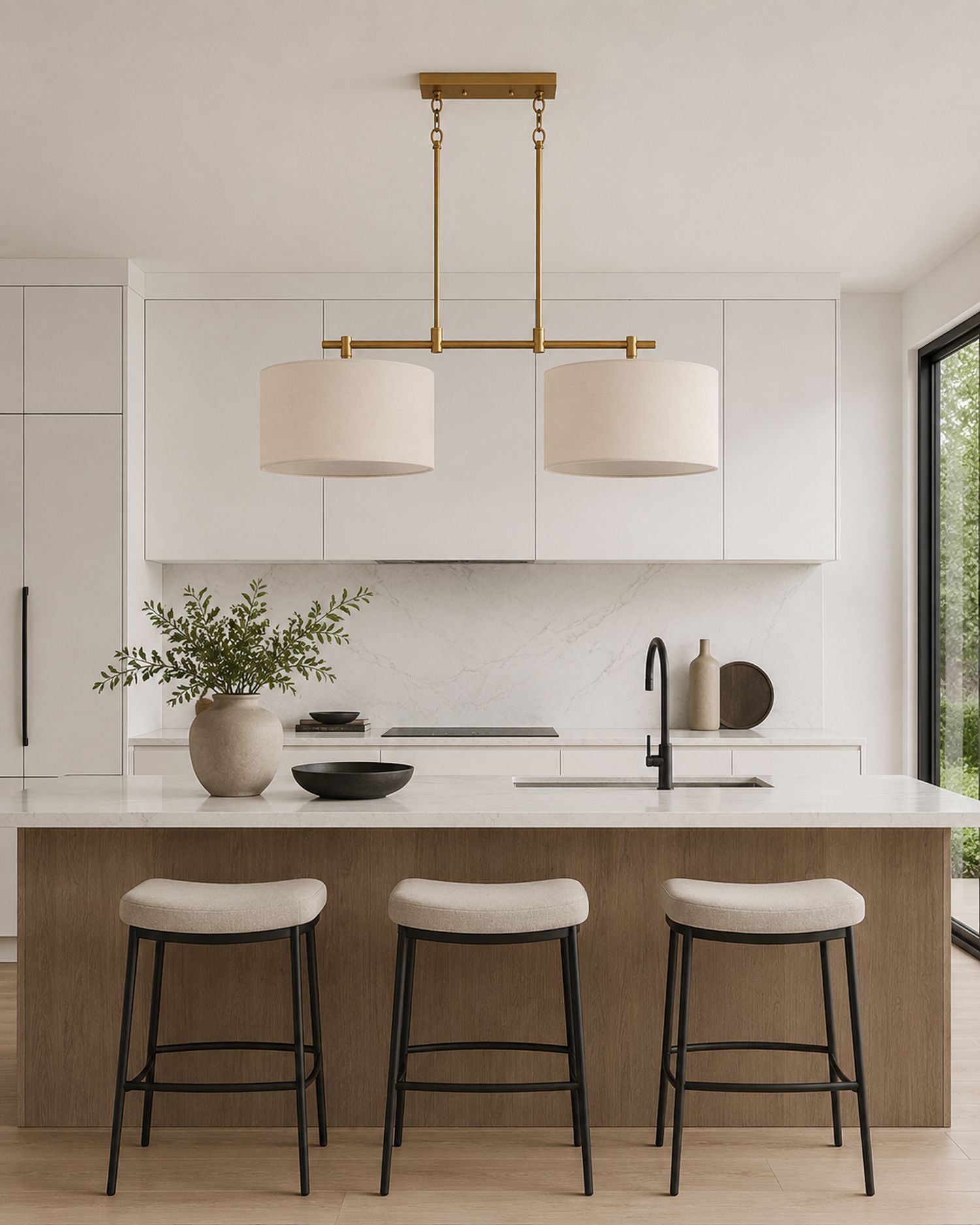 Maxim Bongo 16"W Natural Aged Brass 2-Light Linear Pendant