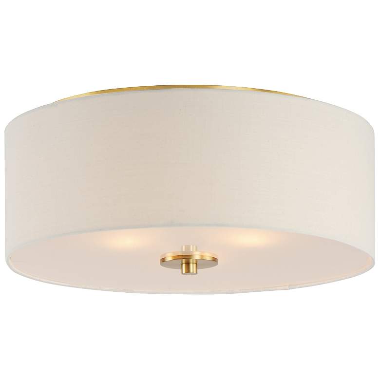 Image 2 Maxim Bongo 18" Wide Natural Aged Brass Drum Ceiling Light