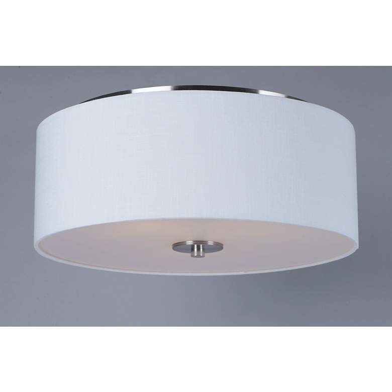 Image 4 Maxim Bongo 18" Wide Satin Nickel White Drum Ceiling Light more views