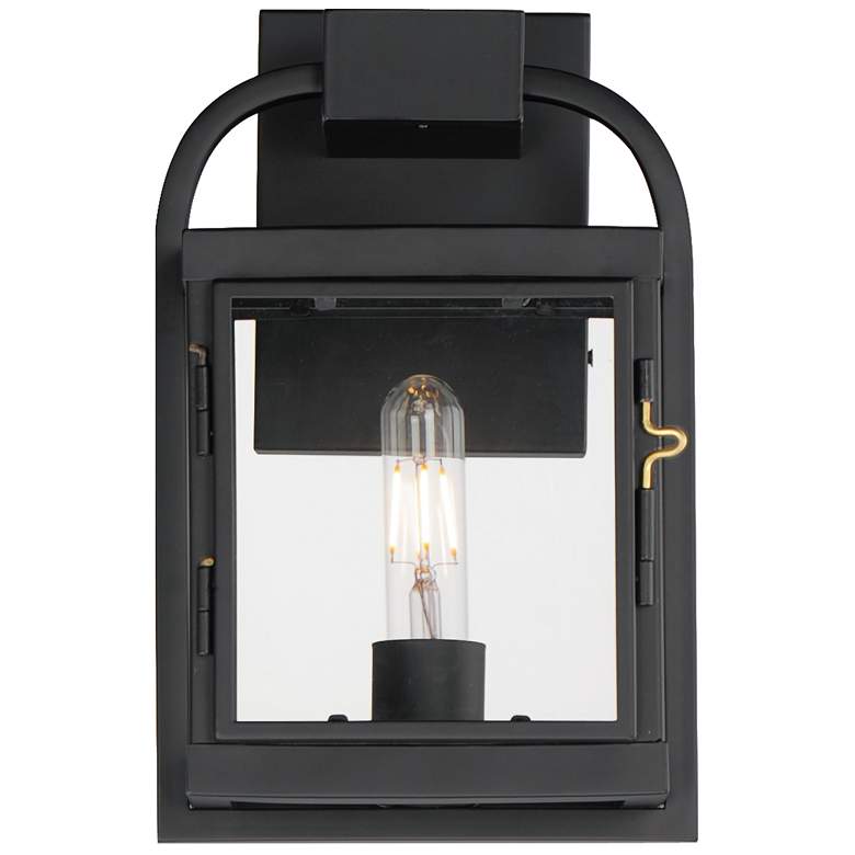 Image 1 Maxim Bonham 12" High Black Small Outdoor Wall Sconce
