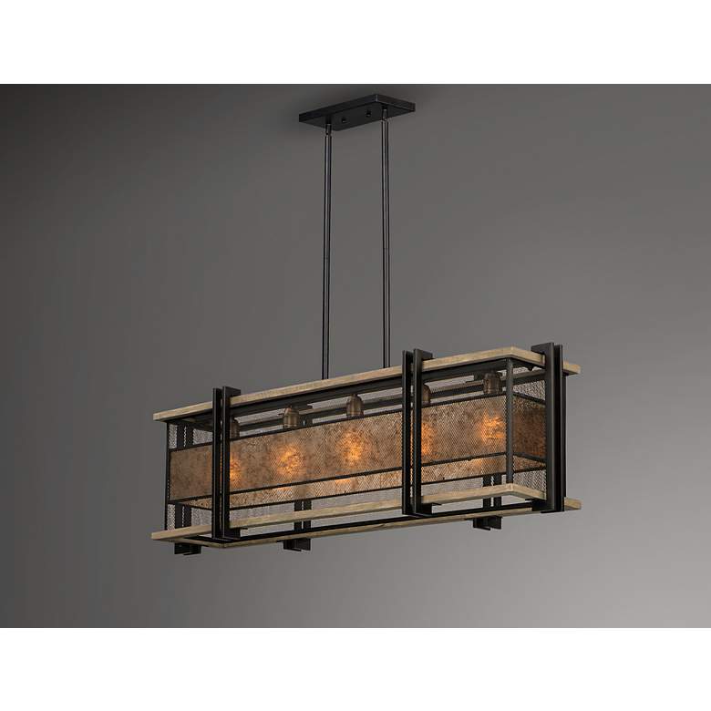 Image 5 Maxim Boundry 12 inch W Black Barn Wood 5-Light Linear Pendant more views