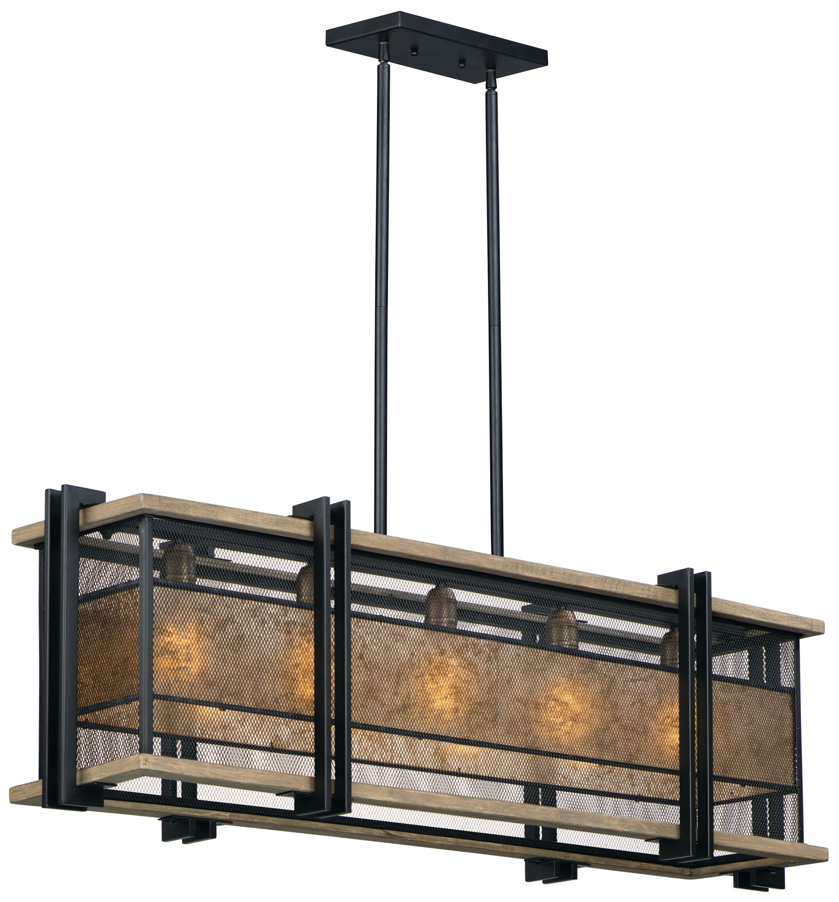 Maxim Boundry 12" W Black Barn Wood 5-Light Linear Pendant Image 2