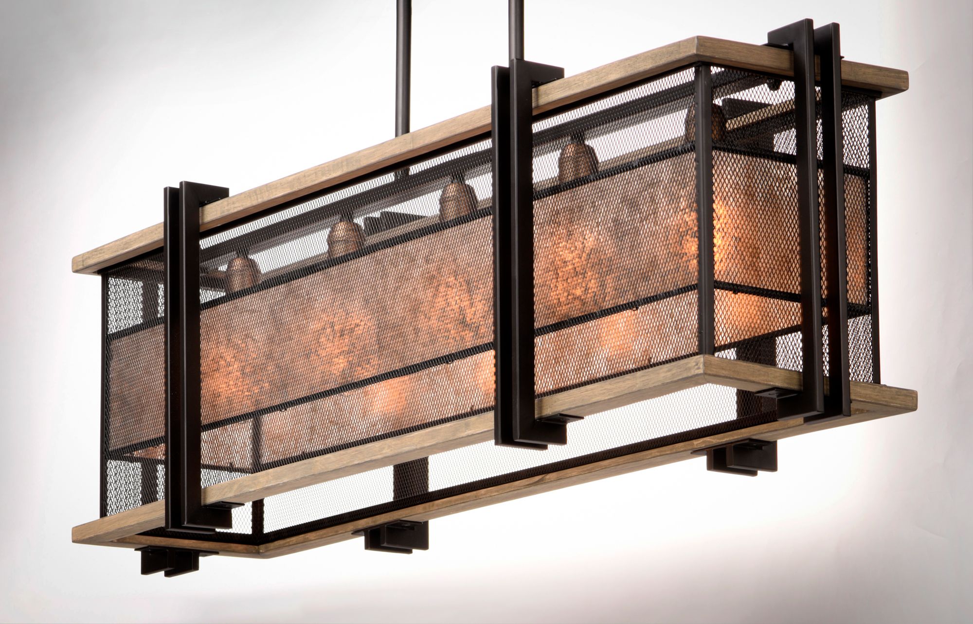 Maxim Boundry 12" W Black Barn Wood 5-Light Linear Pendant Image 3