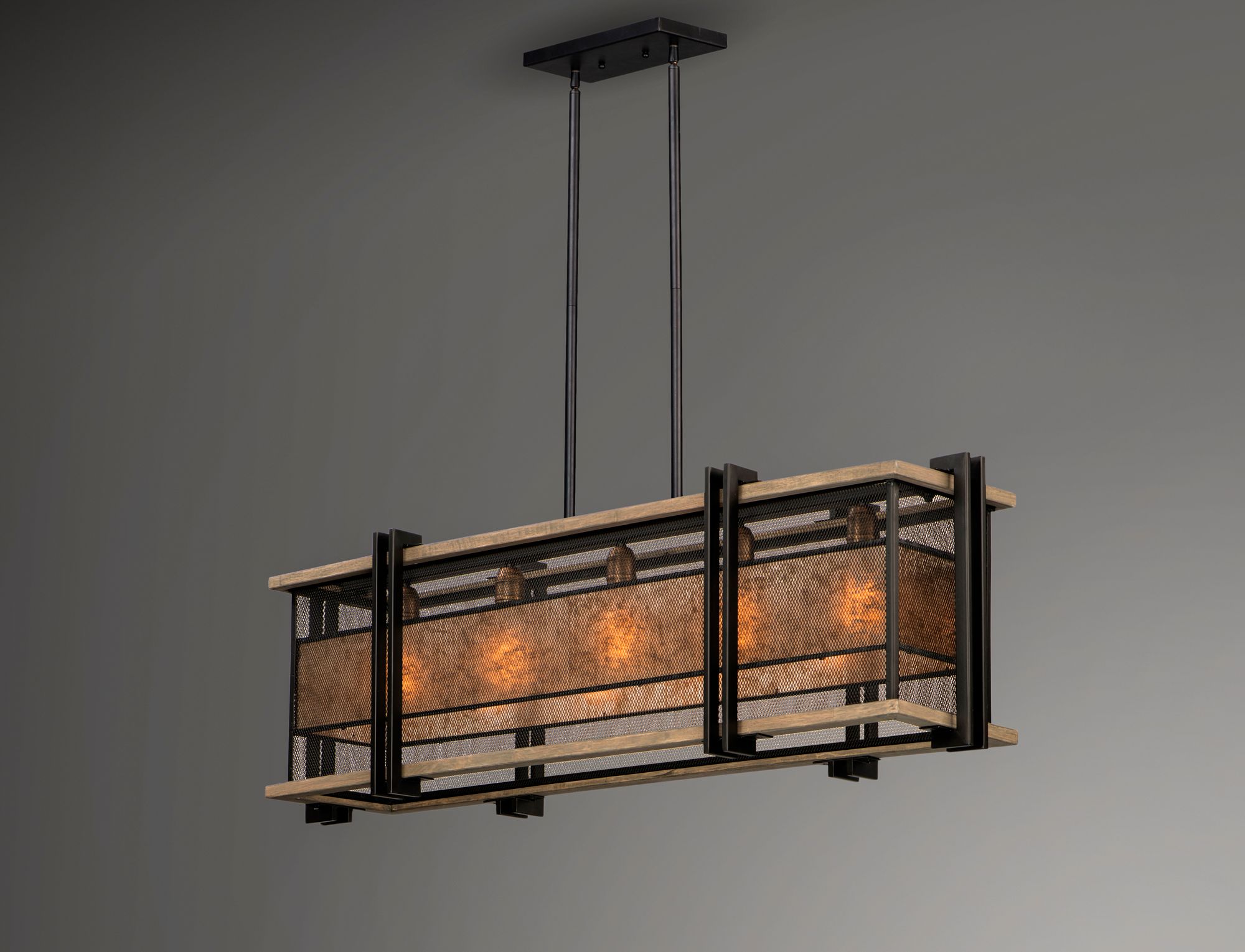 Maxim Boundry 12" W Black Barn Wood 5-Light Linear Pendant Image 4