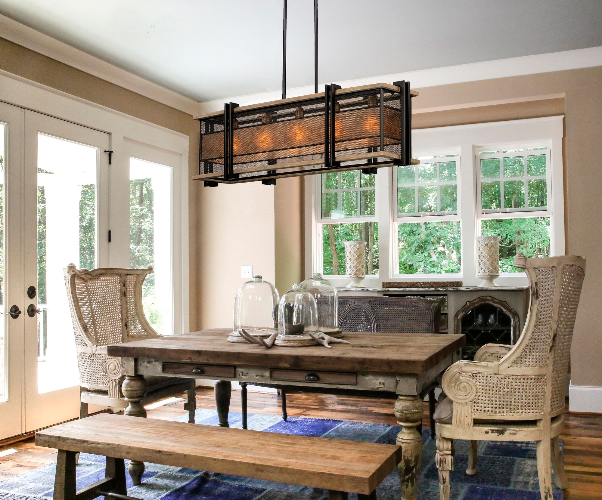 Maxim Boundry 12" W Black Barn Wood 5-Light Linear Pendant Image 7