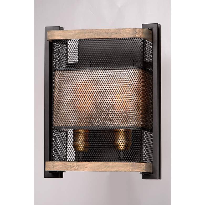 Image 2 Maxim Boundry 13 1/4" High Black and Barn Wood Wall Sconce more views