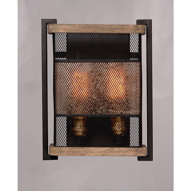 Image 5 Maxim Boundry 13 1/4" High Black and Barn Wood Wall Sconce more views