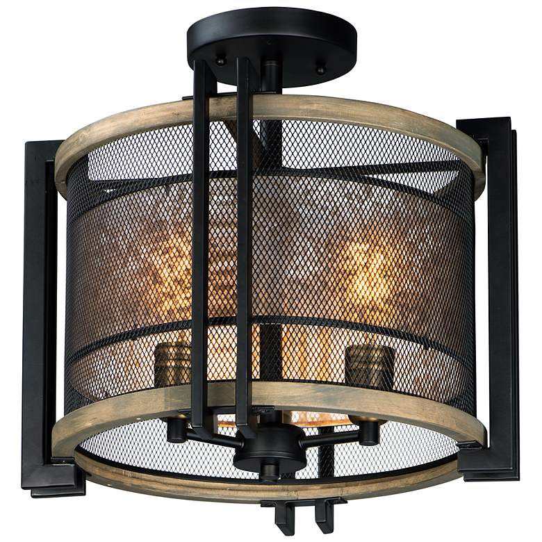 Image 2 Maxim Boundry 16 1/2"W Black Barn Wood 3-Light Ceiling Light