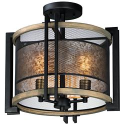 Maxim Boundry 16 1/2"W Black Barn Wood 3-Light Ceiling Light