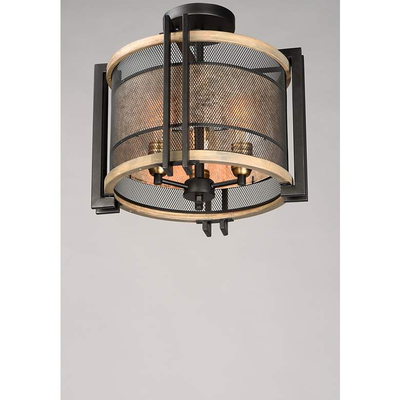 Image 3 Maxim Boundry 16 1/2"W Black Barn Wood 3-Light Ceiling Light more views