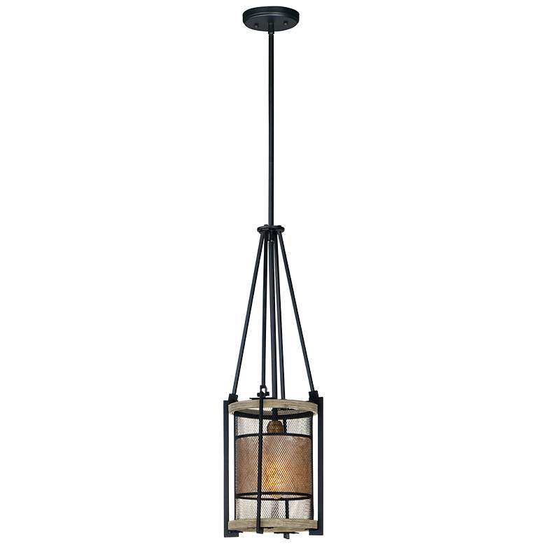 Image 2 Maxim Boundry 9" Wide Industrial Black and Barn Wood Mini Pendant
