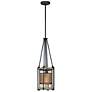 2_Maxim Boundry 9" Wide Industrial Black and Barn Wood Mini Pendant