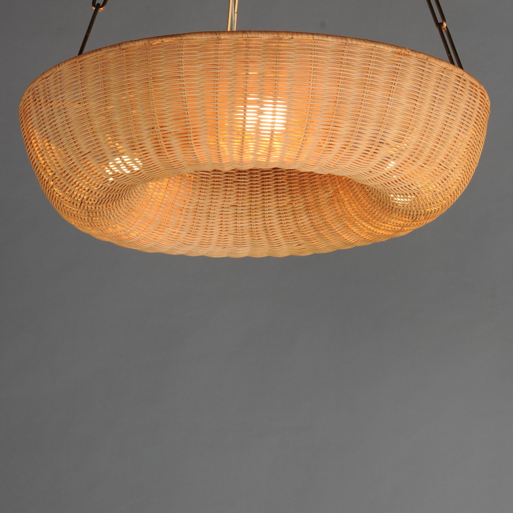 Image 2 Maxim Bower 24" Rattan/Natural Aged Brass Pendant more views