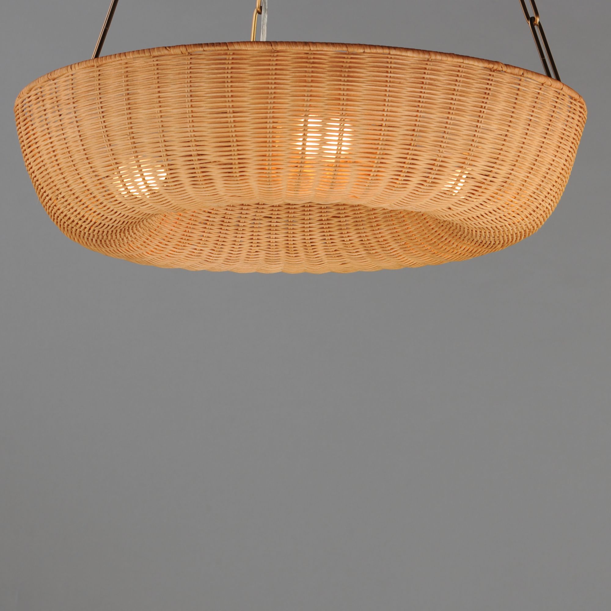 Image 3 Maxim Bower 24" Rattan/Natural Aged Brass Pendant more views