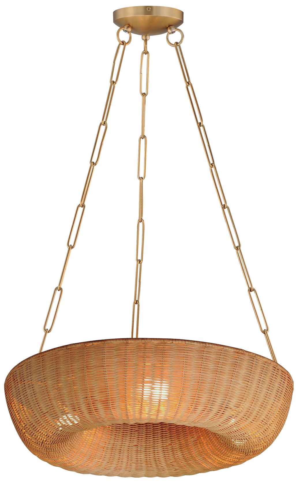 Maxim Bower 24" Rattan/Natural Aged Brass Pendant