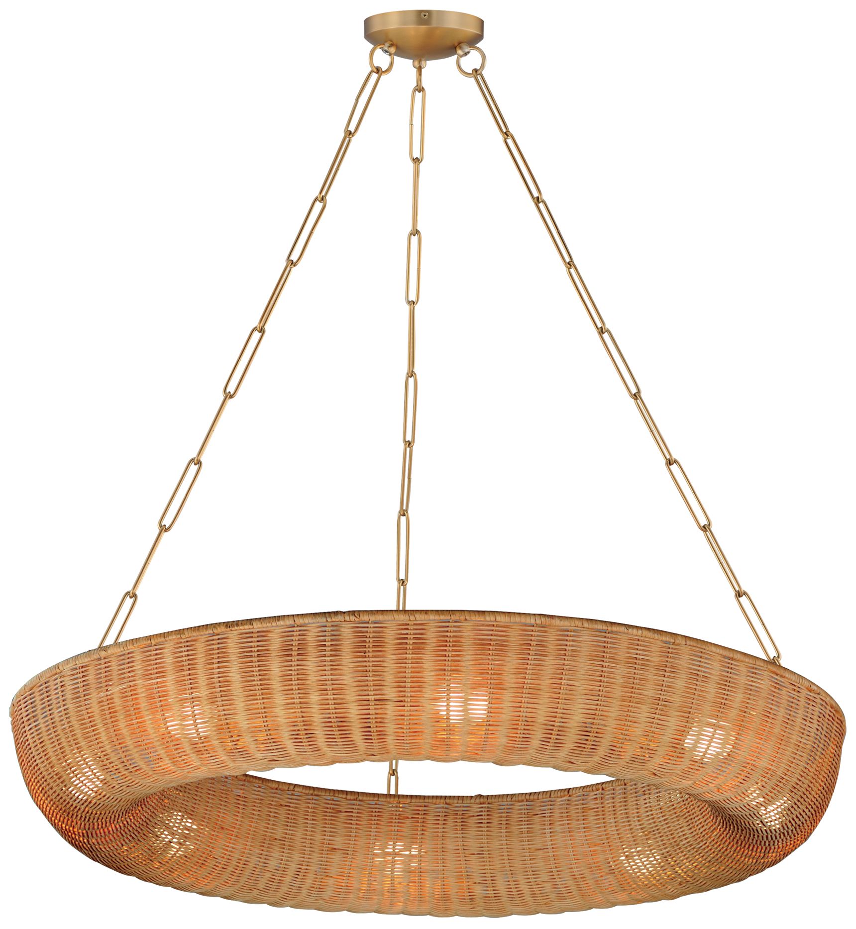 Maxim Bower 40" Rattan/Natural Aged Brass Pendant