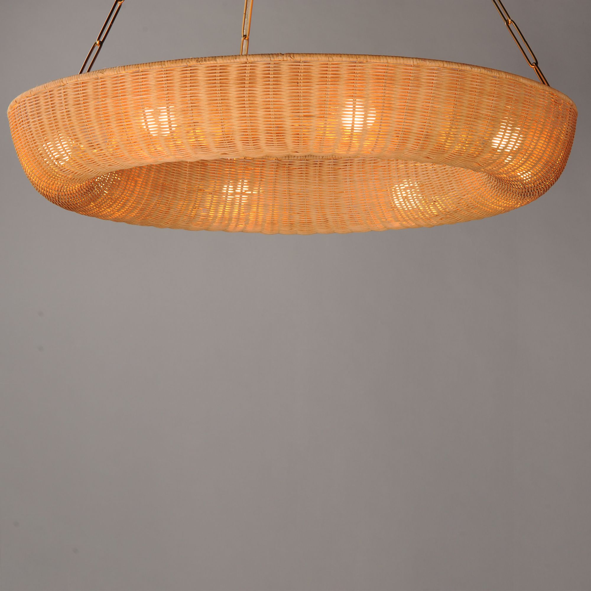 Image 3 Maxim Bower 40" Rattan/Natural Aged Brass Pendant more views