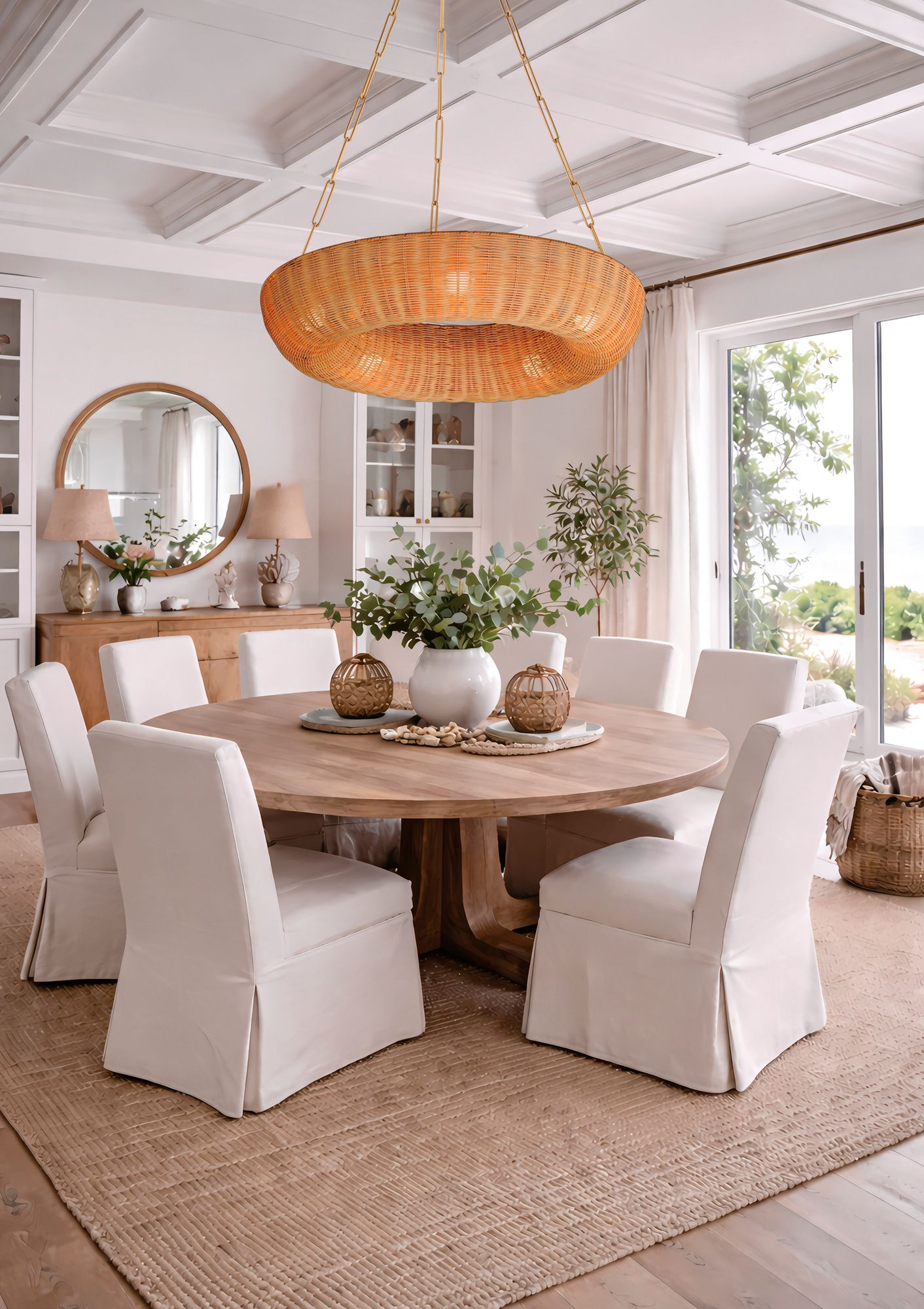 Image 6 Maxim Bower 40" Rattan/Natural Aged Brass Pendant more views