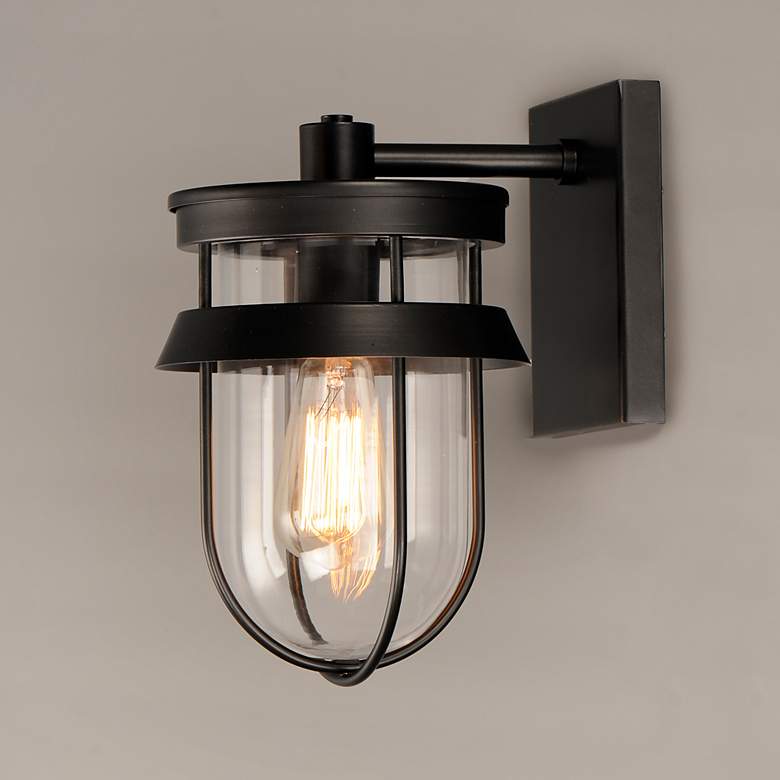 Image 1 Maxim Breakwater 10" High Black Outdoor Wall Light