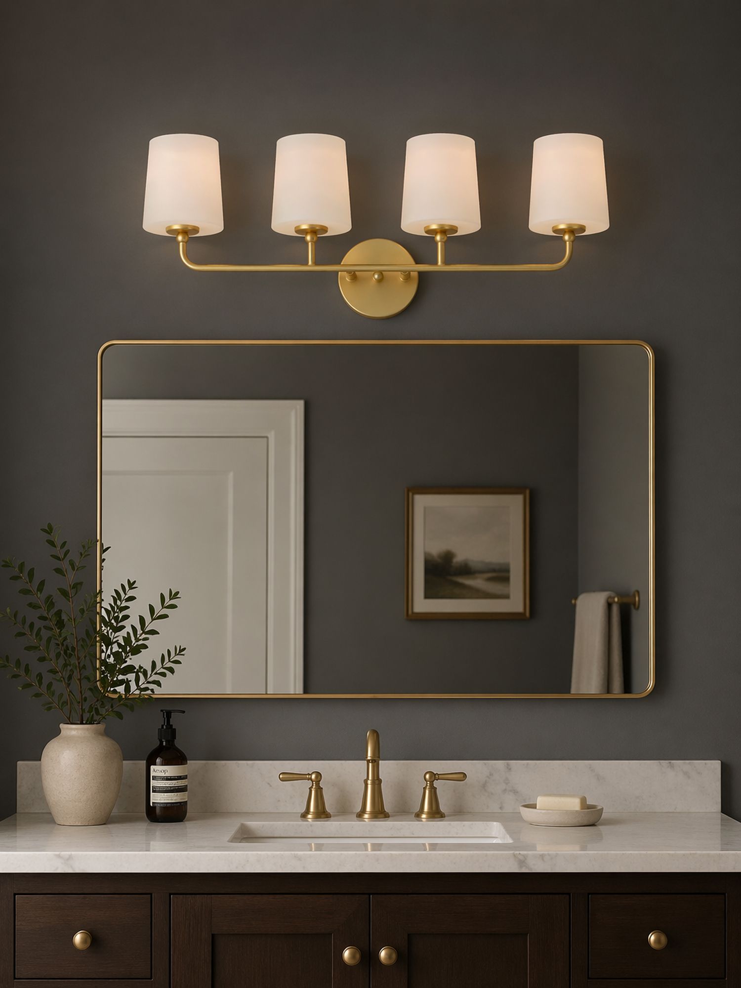 Image 5 Maxim Bristol 28 1/2" Wide Satin Brass 4-Light Bath Light more views