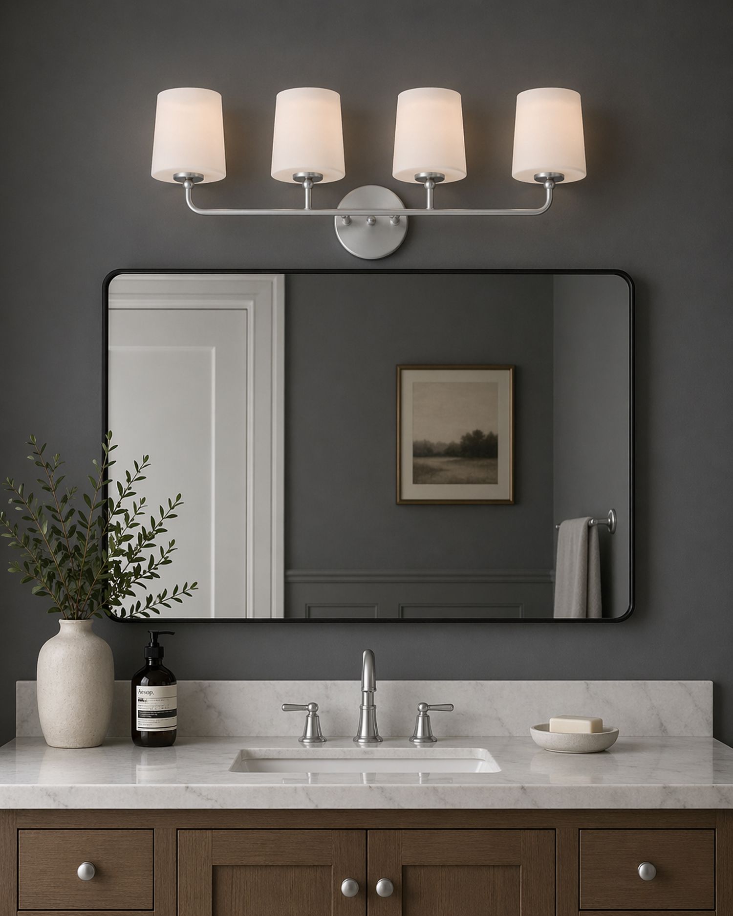 Maxim Bristol 28 1/2" Wide Satin Nickel 4-Light Bath Light