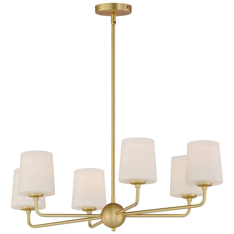 Image 1 Maxim Bristol 34" Wide Satin Brass 6-Light Chandelier