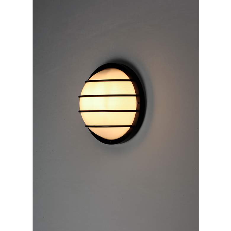 Image 4 Maxim Bulwark 10" Wide Black Finish Round Outdoor Wall Mount more views