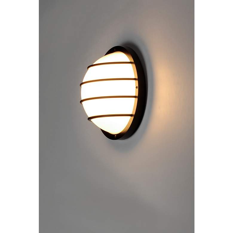 Image 7 Maxim Bulwark 10" Wide Black Finish Round Outdoor Wall Mount more views