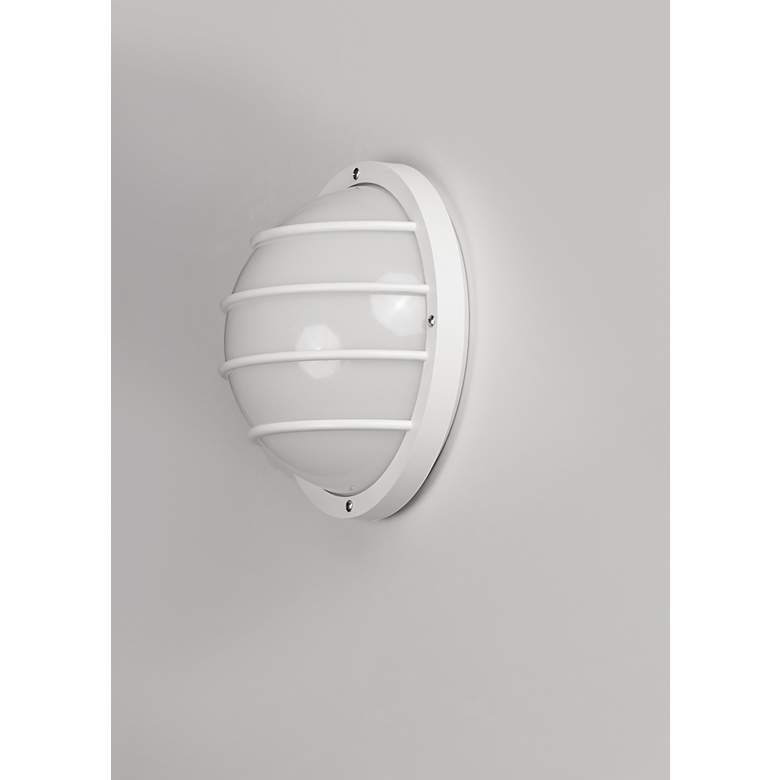 Image 4 Maxim Bulwark 10" Wide White Finish Round Outdoor Wall Mount more views