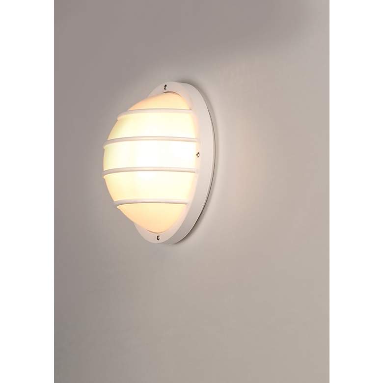 Image 5 Maxim Bulwark 10" Wide White Finish Round Outdoor Wall Mount more views