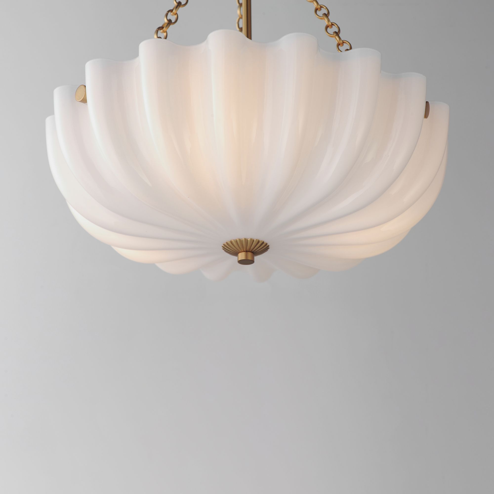 Image 4 Maxim Bundt 15" White/Natural Aged Brass Pendant/Semi-Flush Light more views