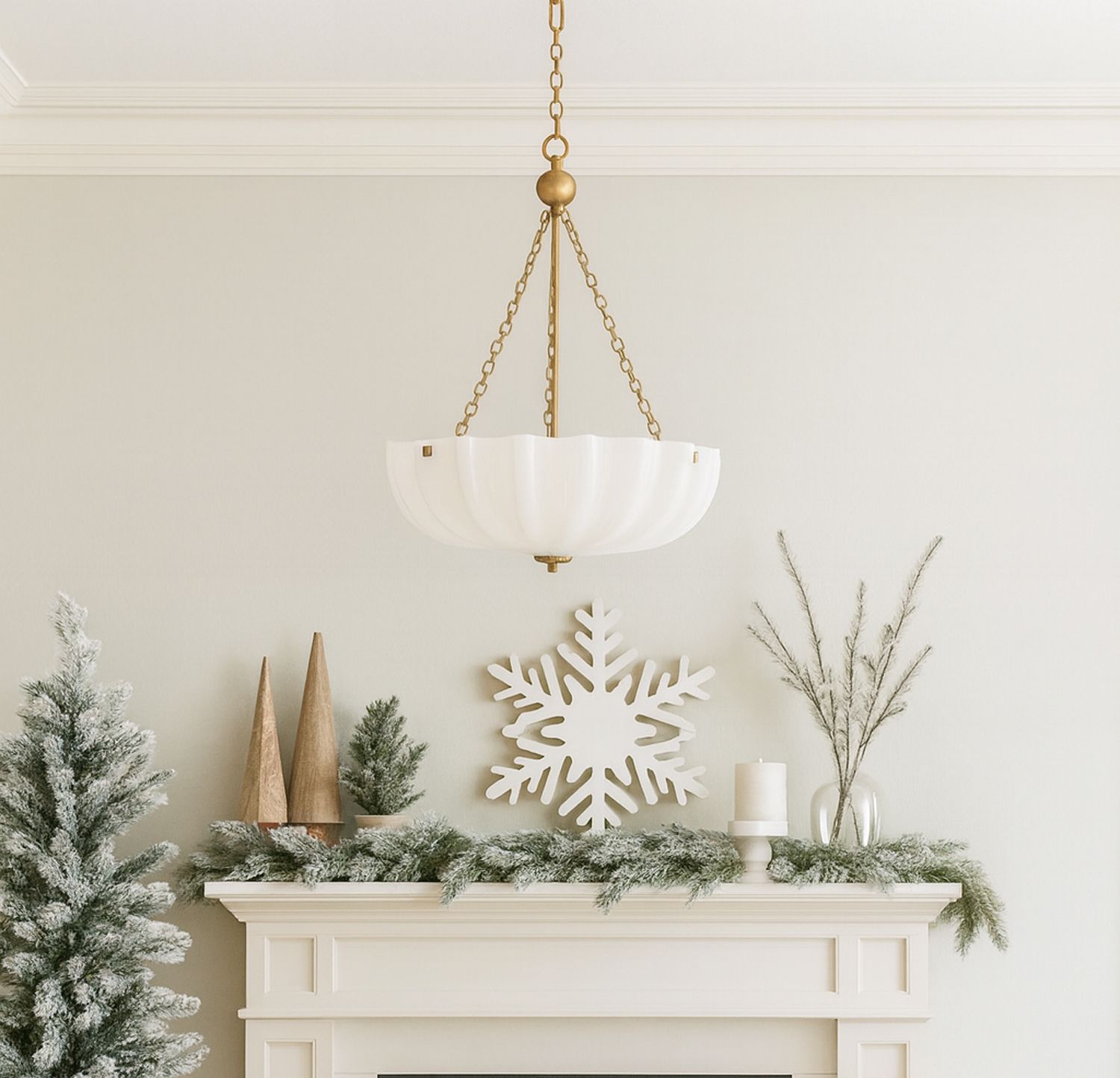 Image 6 Maxim Bundt 15" White/Natural Aged Brass Pendant/Semi-Flush Light more views