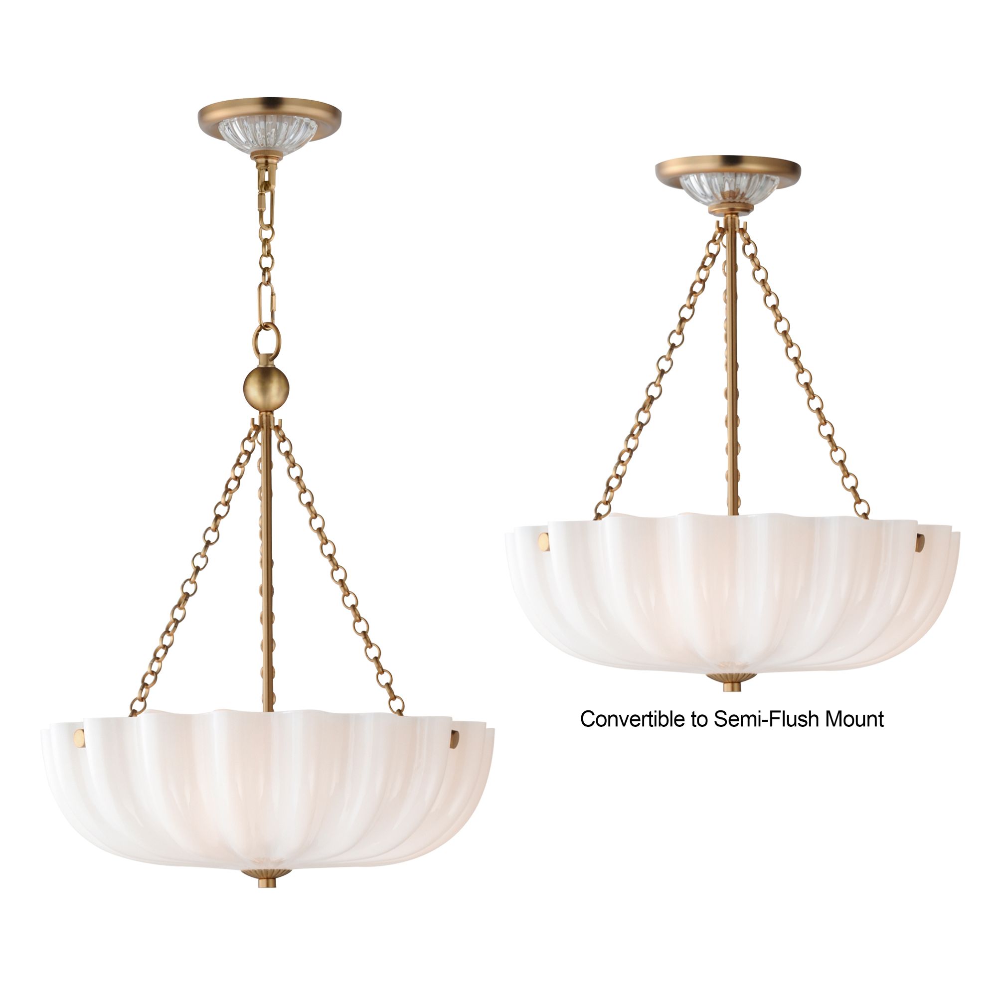 Image 7 Maxim Bundt 15" White/Natural Aged Brass Pendant/Semi-Flush Light more views