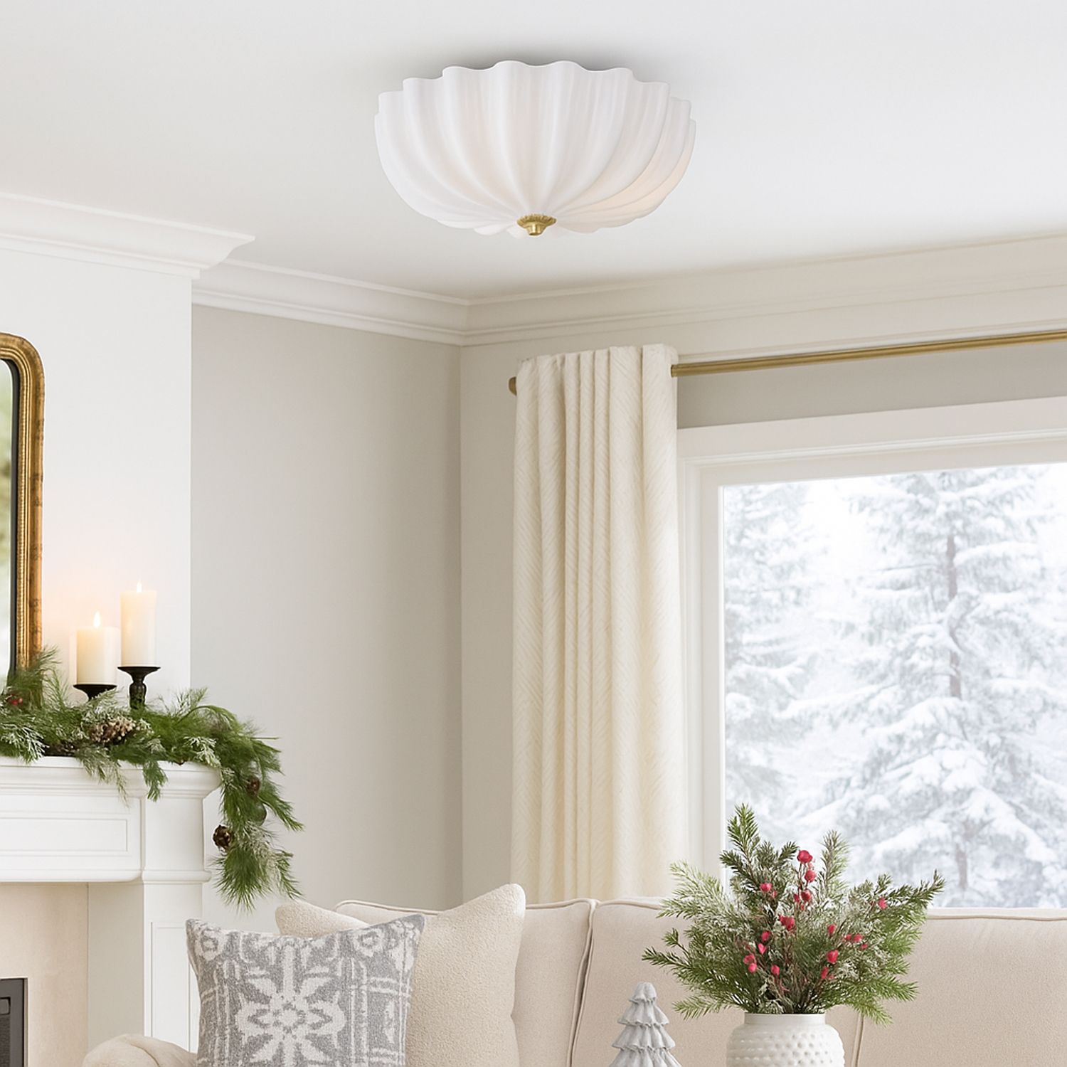 Image 7 Maxim Bundt 15" White/Natural Aged Brass Wall Sconce/Flush Light more views