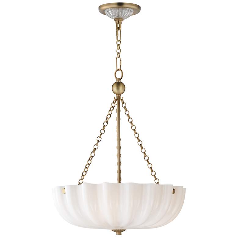 Image 1 Maxim Bundt 15" White/Natural Aged Brass Pendant/Semi-Flush Light