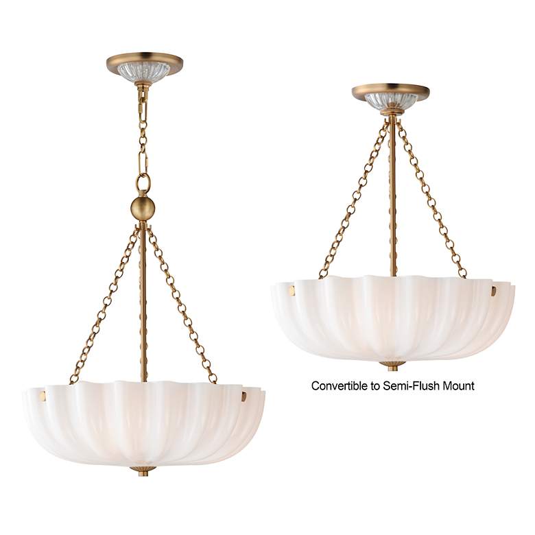 Image 2 Maxim Bundt 15" White/Natural Aged Brass Pendant/Semi-Flush Light more views