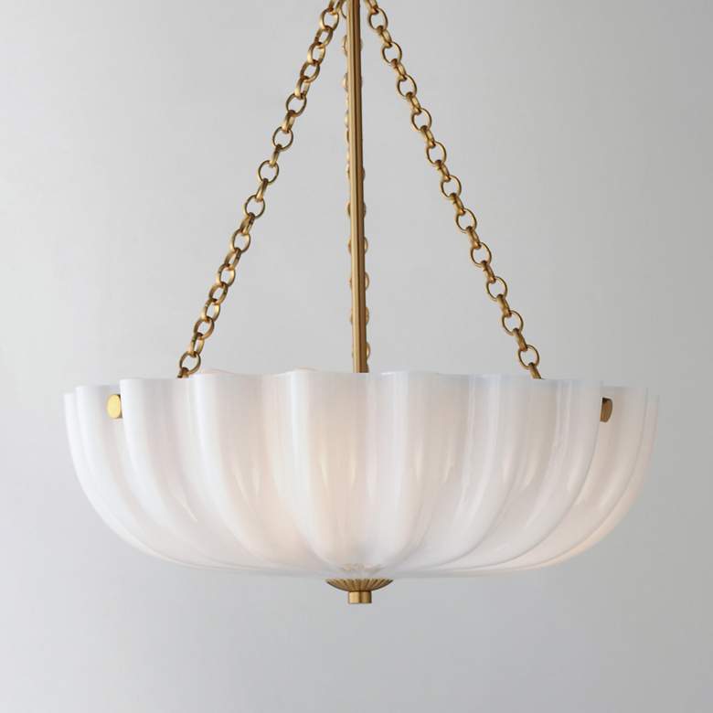Image 3 Maxim Bundt 15" White/Natural Aged Brass Pendant/Semi-Flush Light more views