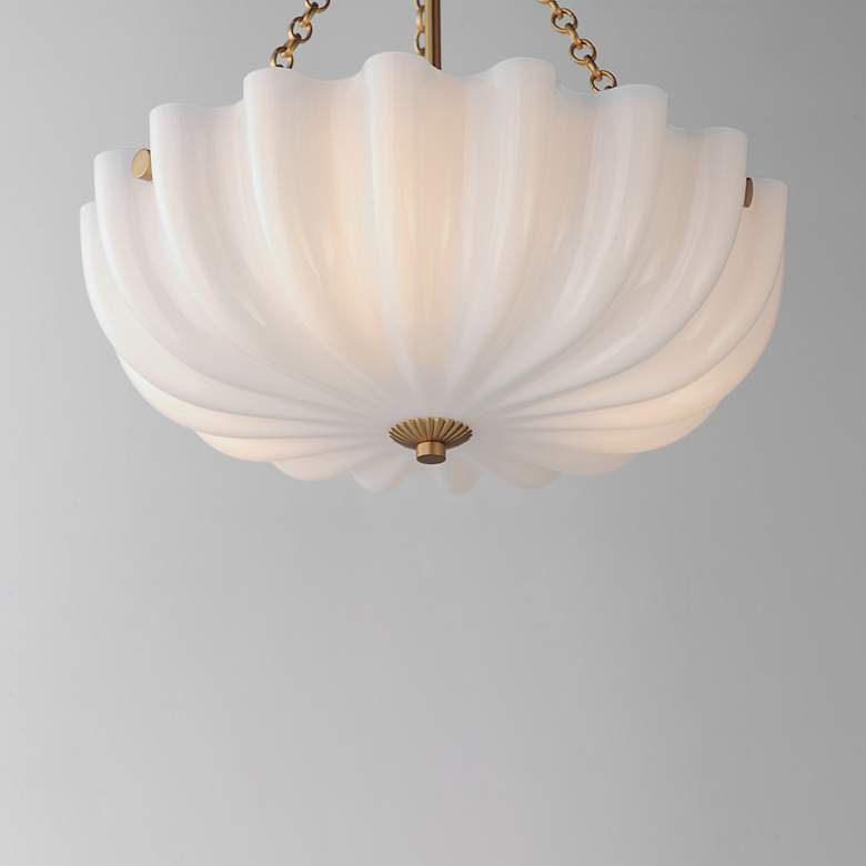Image 4 Maxim Bundt 15" White/Natural Aged Brass Pendant/Semi-Flush Light more views