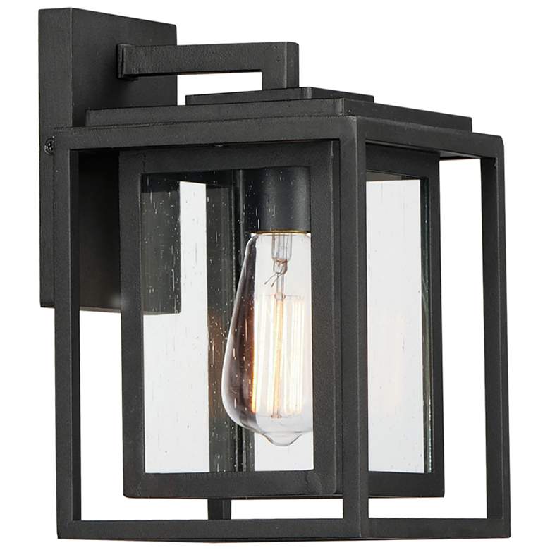 Image 1 Maxim Cabana 11 inch High Black and Seeded Glass Outdoor Wall Light